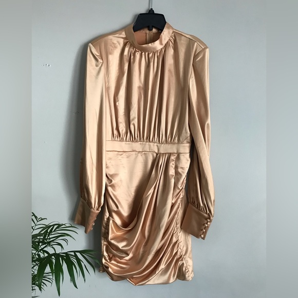 5 for $25! 💕 Mock Golden Neck Lantern Sleeve Ruched Dress ❤️‍🔥 - Picture 13 of 13